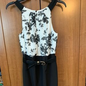 Black and white dress with belt detail